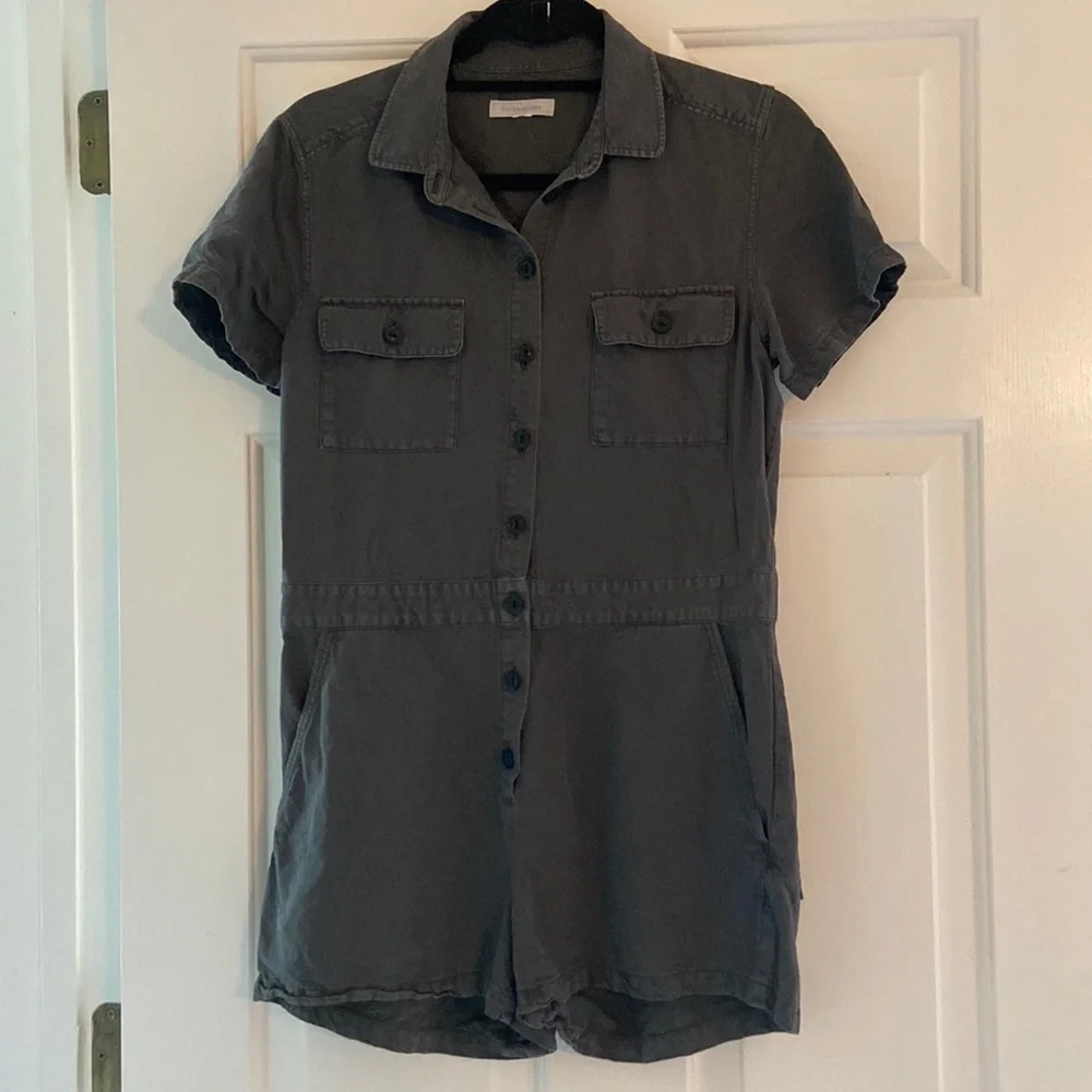 Outerknown Slate Short-Sleeve Utility Romper - Picture 1 of 4